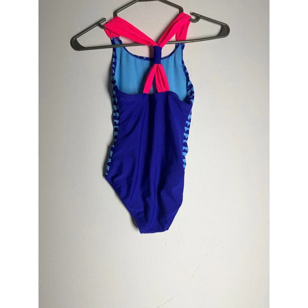 Circo Girls Blue Pink Ahoy Matey Anchor One Piece Swimsuit Size M 7/8 Nautical